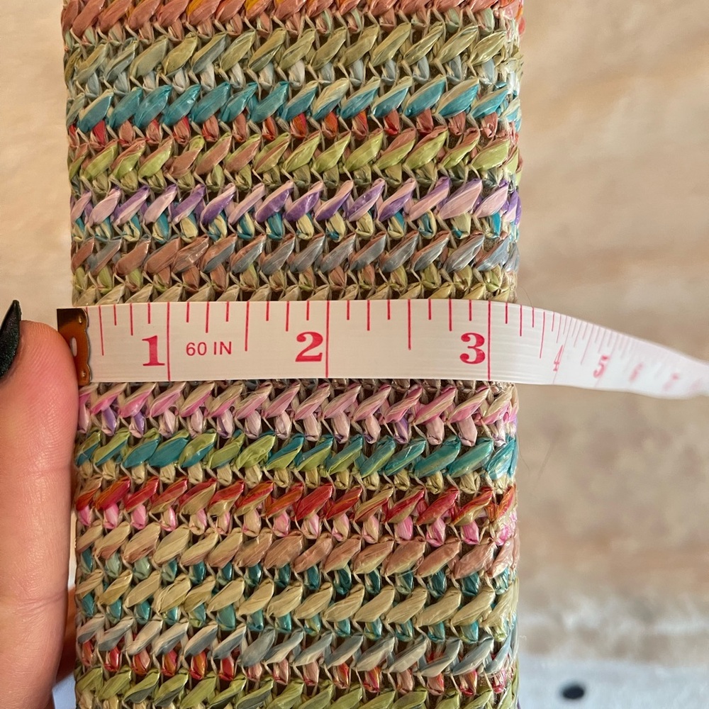 Woven Multicolor Straw Top-Handle Bag with Bamboo Handle - Picture 7 of 7